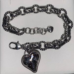 Brighton Bracelet, CZ Heart Pendant, Silver